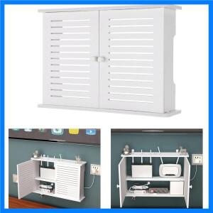 거실 벽걸이 와이파이 공유기 수납함 무타공 간편 설치 홈데코 박스 화이트 원목 수납선반