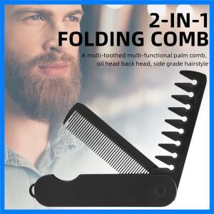 이발사 머리 깎기 접이식 빗 다기능 플라스틱 넓은 치아 오일 헤드 빗 수염 빗질 두 가지 스타일링 도구