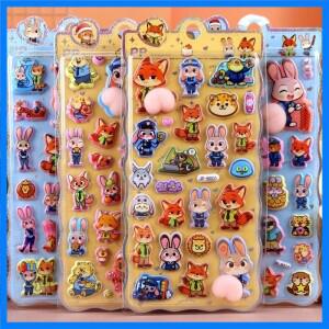 4pcs Zootopia 3D 푹신한 버블 스티커 Squishy Thick Soft Butt Fidget 만화 동물 냉장고 휴대 전화 수하물