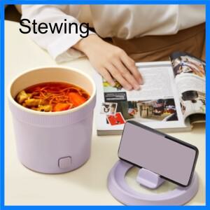 시각적 뚜껑이있는 1L 400W 전기 냄비 전화 슬롯 안티 드라이 버닝 스틱 다기능 라멘 밥솥