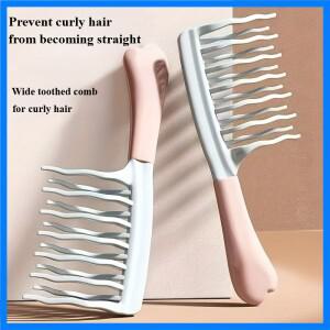 1개 듀얼 와이드 투스 헤어 빗, 긴 컬과 볼륨 있는 스타일, 곱슬머리 관리 및 홈 마사지, 우아한 헤어 케어