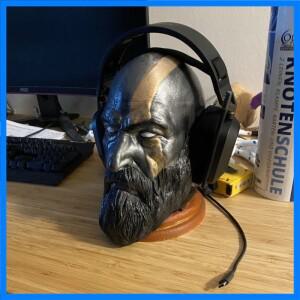 갓오브 워 크레토스 스태츄 게임 캐릭터 장난감 3D 헤드폰 스탠드 홀더 데스크 크리에이티브 모델 장식 홈