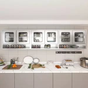 업소용 스텐 벽 유리 주방 식기 선반 미닫이 건조대 문