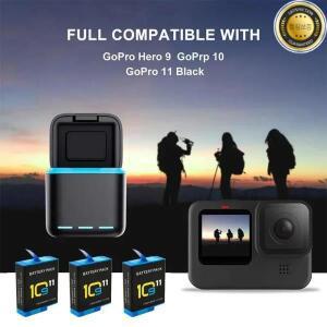 GoPro Hero 11 10 9용 2800mAh 배터리 충전식 리튬 이온 팩 보관함