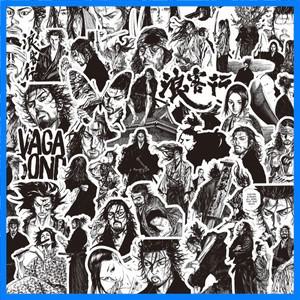 80PCS 블랙 화이트 방랑자 스티커 만화 PVC 데칼 장난감 DIY 장식 방수 스케이트보드 수하물 전화 냉장고