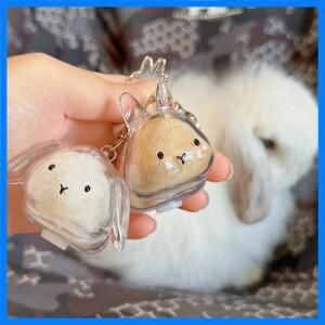 투명 토끼 머리 보관 병 애완 동물 머리 보관 캡슐 키 체인 토끼 애호가와 소유자를위한 사려 깊은 선물