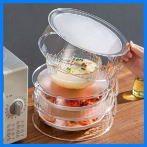 전자레인지 식품 커버 서빙 접시 튄 손잡이가 있는 투명하고 매끄러운 표면 10