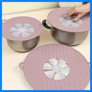 끓임 방지 커버 - 고온 저항 실리콘, 전자레인지 스플래시 통풍구 디자인, 탈부착 가능, 청소 용이