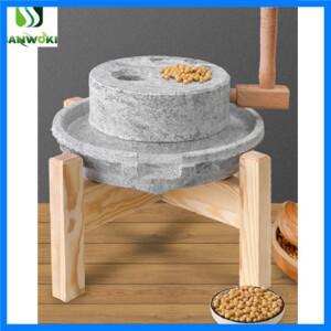 가정용 석재 연삭 디스크 Bluestone 밀 분쇄기 콩 밀가루 스톤 나무 프레임