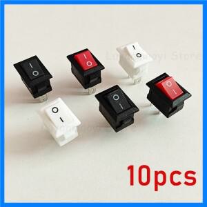 10Pcs 푸시 버튼 스위치 SPST 2Pin 3A 250V KCD11 스냅인 On/Off 로커 10x15mm