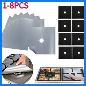 재사용 가능한 스토브 보호대 커버, 가스 버너 포일 매트 패드, 클린 라이너, 주방 조리기구, 1-8 개