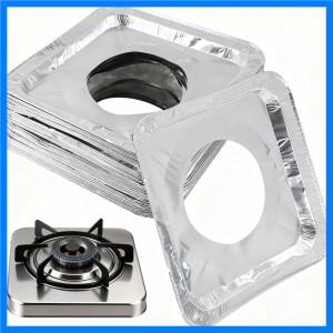 10/20개입 사각형 일회용 가스레인지 라이너 알루미늄 호일 스토브 커버 청소 패드 깨끗하게 유지)