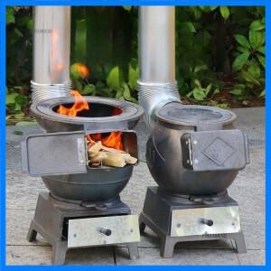 야외용 주철 쉘 스토브 두꺼운 나무 목탄 실내 가스 난로 겸용