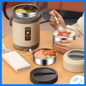 220V USB 충전식 가열 도시락 스테인리스 스틸 음식 보온 용기 일정 온도 65도 유지 ℃ 오피스