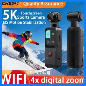 4K/5K 울트라 와이파이 또는 터치 스크린 포켓 액션 카메라 270 ° 브이로그 미니 스포츠 캠 헬멧 여행 자