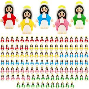 HSDJLXZ 120팩 작은 성모 마리아 피규어, 미니 인형 대량 u2014 부활절 달걀 스터퍼, 주일 학교 및 세례 파티 혜택, 다양한 색상의 종교 선물