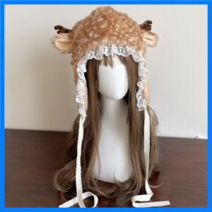 일본식 털모자 크리스마스 양말 따뜻한 귀 보호 크리스마스 사슴 모자 플러시 루돌프 털 두꺼운 다리 워머