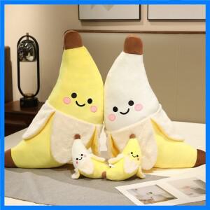 25cm 귀여운 껍질 벗긴 바나나 봉제 인형 과일 바나나 봉제 인형 쿠션 거실 및 침실 장식 어린이 소녀 선물