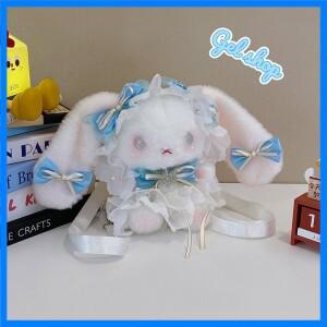 귀여운 플러시 토이 만화 토끼 인형 가방 드로스트링 크로스바디 백팩 더블 로리타 스타일 봉제 인형 어린