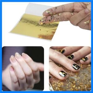 100개 메탈릭 골드 포일 리프 페이퍼 슬라임 장식 금박 가구 DIY 아트 공예 생일 파티 웨딩 네일 데코