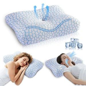 목과 어깨 위한 지우미시 쿨링 측면 높이의 베개 경추 지지 사이즈 메모리 침목 인체공학적 듀얼 컨투어 침목을