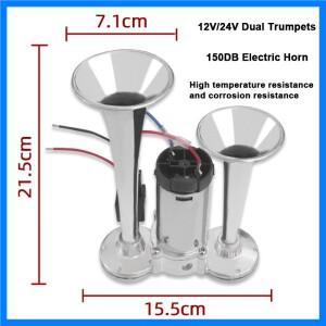 150dB 전기 경적 듀얼 트럼펫 스피커 자동차 12V 에어혼 사이렌 사운드 보안 경보 신호 (트럭, 보트, SUV,