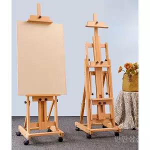 원목이젤 전시용 미술 휴대용 작업대 나무 그림 드로잉 화판 접이식 높이조절 바퀴형 이동식 스탠드