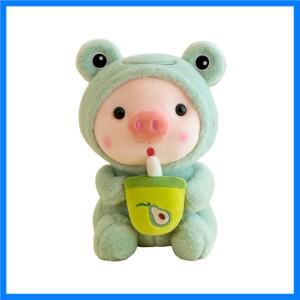 만화 동물 변신 밀크티 돼지 봉제 장난감, 작은 개구리 인형