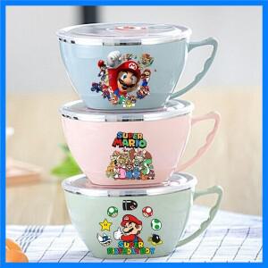 슈퍼 마리오스 스테인리스 스틸 보온 도시락, 화상 방지 식품 용기, 손잡이가 있는 수프 그릇, 즉석 라면