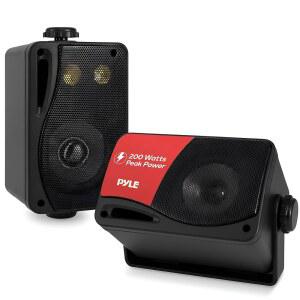 Pyle 3방향 실내 및 실외 마운트 듀얼 월 차고 스피커 세트 풀사이드 데크 또는 시스템 PLMR24B(블랙) - 컴팩트 파티오 스튜디오용 가정 3.5인치 박스 200와트