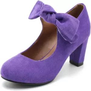 리우리지아 여성용 보우 메리 제인스 블록 힐 펌프스 라운드 토 발목 스트랩 웨딩 이브닝 파티 드레스 슈즈