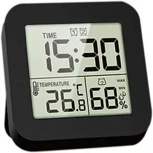 GINTBN 방수 샤워 시계 알람이 있는 디지털 타이머 욕실 LCD 화면 온도계 습도계 주방 화장실