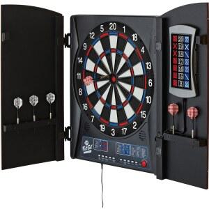 캐비닛이 있는 팻 캣 머큐리 전자 소프트 팁 다트보드, 13.5인치, 타겟, 28경기, 다트 6개 포함, 블랙