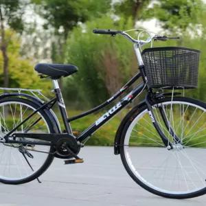 26인치 자전거 옛날 블랙 클래식 여성용 시골 올드바이크 경량 레트로