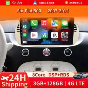 피아트 500 2007-2015용 차량용 DVD 안드로이드 16 라디오 스테레오 자동차 멀티미디어 플레이어 GPS