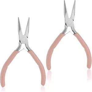 LXUEJIE 2개 주얼리 제작용 바늘 코 플라이어 4.5인치 얇은 컴포트 그립 작은 수제 공예 수리 와이어 굽힘