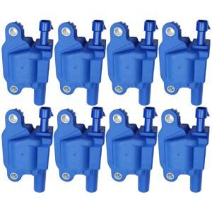 쉐보레 GMC 캐딜락카마로 콜벳 익스프레스 6.2 6.0 아발란치 레이니어 실버라도 CTS 퍼포먼스 임팔라 호환되는 점화 5.3 V8 세트 UF743과 서버번 코일 사바나 블루 8개 UF413