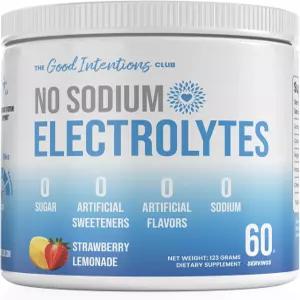 굿 의도 클럽 저나트륨 전해질 - 60인분 딸기 레모네이드 무설탕 분말 나트륨이 없는