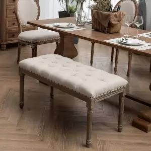 원목 식탁의자 2인 패브릭 등받이 의자 3인 린넨 벤치형