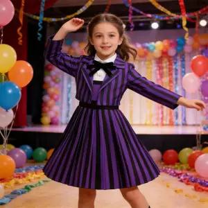 새로운 영화 코스프레 의상 할로윈 카니발 소녀 파티 드레스 자켓 포함 보라색 정장 유니폼 공주