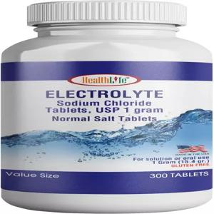 생활 염화 나트륨 정제 1000mg 비타민 300개 일반 소금 미네랄 보충제 (15.4g) 전해질 수분 음료