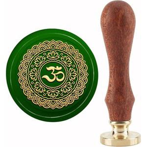 명상 왁스 인감 스탬프 기호 씰링 빈티지 손잡이 30MM 레트로 황동 이동식 헤드 포함 나무 차크라
