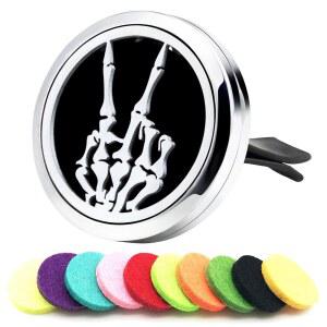 AZNECK 자동차 통풍구 클립 아로마테라피 프레시너 오일 해골 펠트 선물용 에어 10 패드 제스처 여성 액세서리