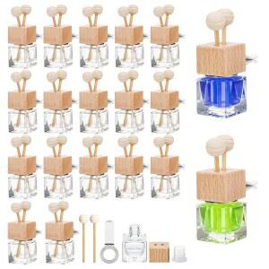 WRINGKIT 20팩 자동차 병 비어 자동 장식용 오일 통풍구 유리 클립 아로마테라피 나무 향수 위한 투명 향기를 캡 방향제