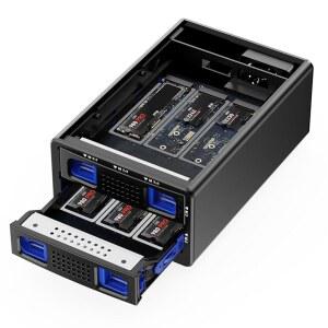 CENMATE 2*3 M / B+M 키 M.2 NVMe 인클로저, 냉각 팬 및 USB A /C 3.2 Gen 2 (10Gbps), 하드 드라이브 인클로저 지원 48TB (2*3*8