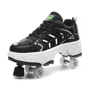 남녀공용 변형 파쿠르 신발 4 륜 라운드 러닝화 캐주얼 스니커즈 롤러 스케이트 브레이크 신상
