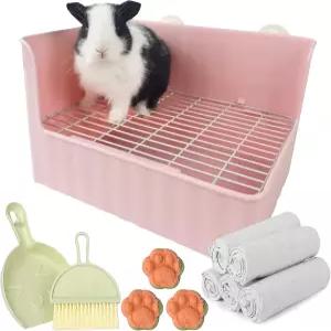 Yuoaes 대형 토끼 배변 상자 훈련 코너 팬에는 라이너 래빗 소변 패드 기니피그용 소형 동물 침구 변기