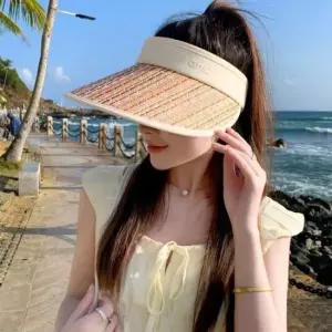 데일리모자 여성 컬라풀 밀짚무늬 챙 햇빛 차단 데일리 여름 썬캡
