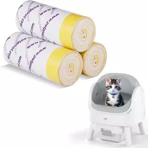 60 카운트 쓰레기통 라이너 백 오토스쿠퍼 11 오픈탑 자동 롤 드로스트링 쓰레기 봉투 3개 23.62 x 11.81