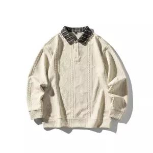 남성용 니트 빈티지 캐주얼 칼라넥 봄가을 칼라 배색 맨투맨 커플 원픽3